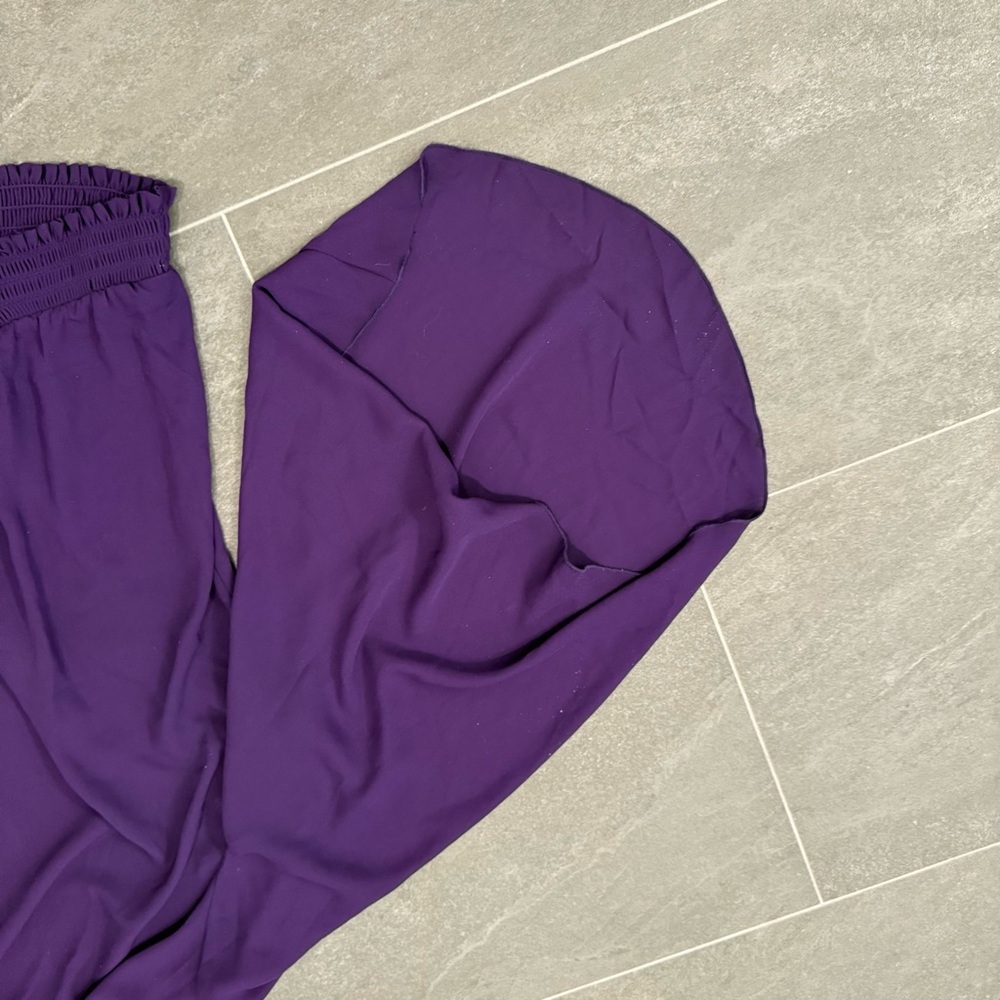 New York & Company Purple Blouse with Mandarin Collar and Relaxed Fit - Picture 3 of 7